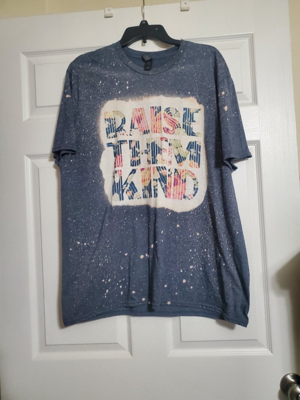 Gildan Heather Blue Lightweight Screen Print Bleached Tee